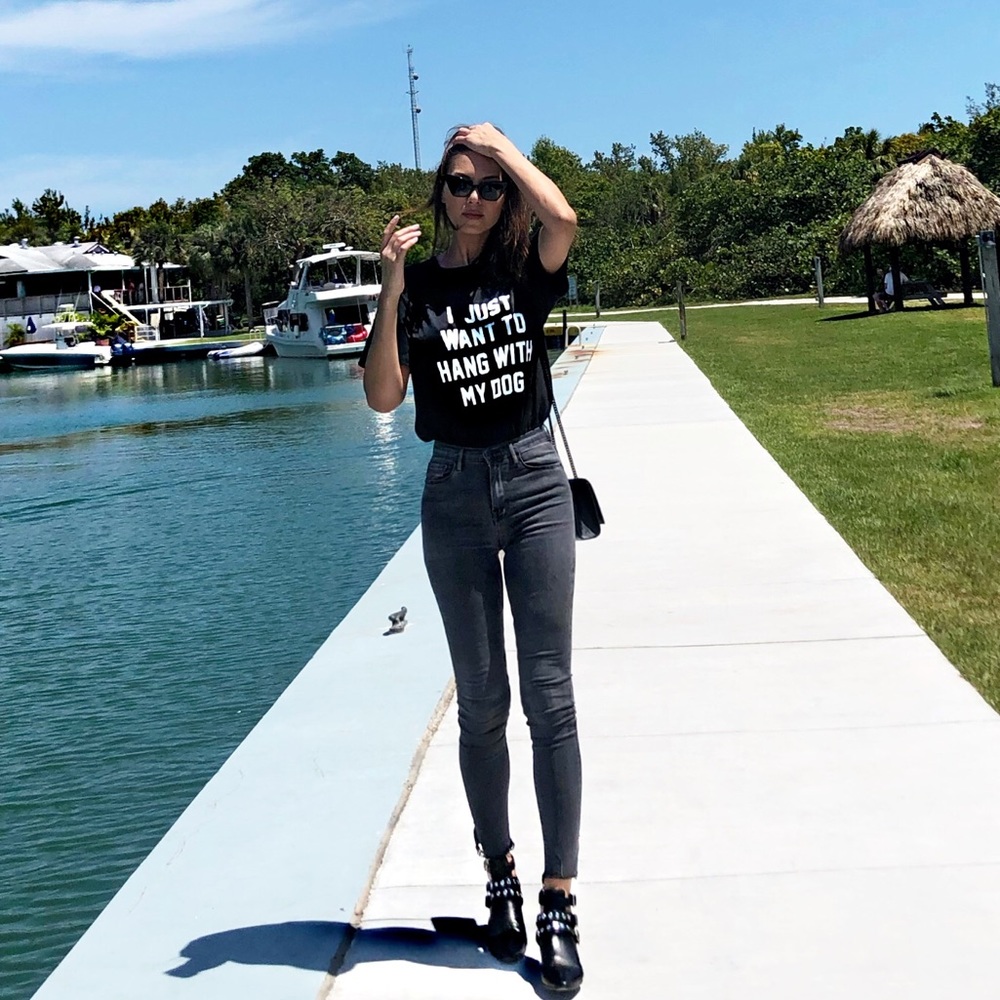 “I just want to hang with my dog” unisex T-shirt - Picture 4 of 4